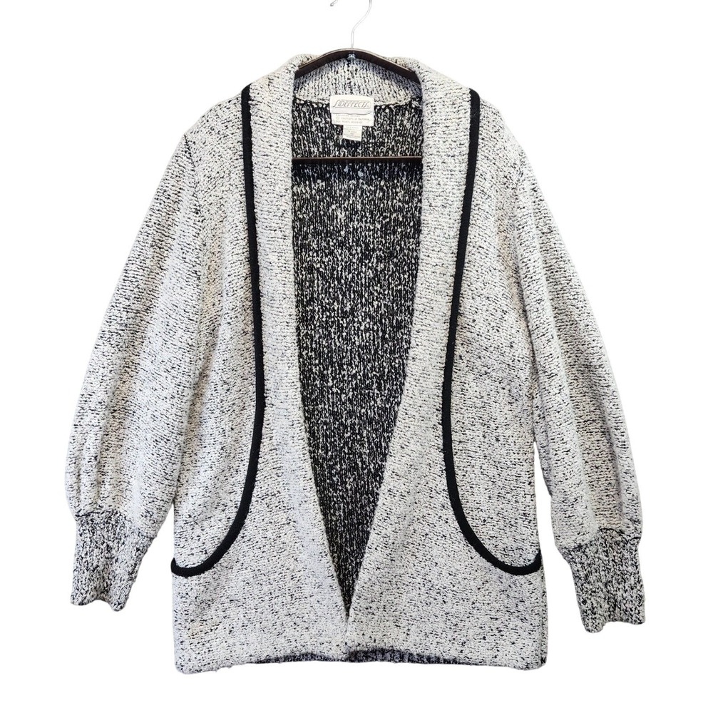 VTG Side Effects Open Front Cardigan‎ Womens Size M Textured Knit Neutral Lounge